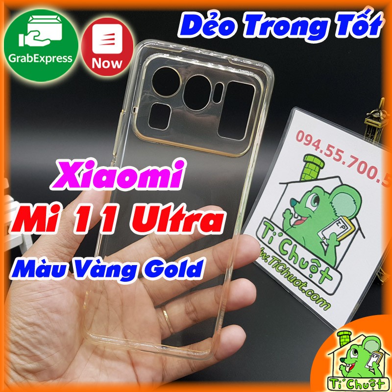 [Loại Tốt][Ảnh Thật] Ốp lưng Xiaomi Mi 11 Ultra Silicon Vàng Gold Trong Suốt