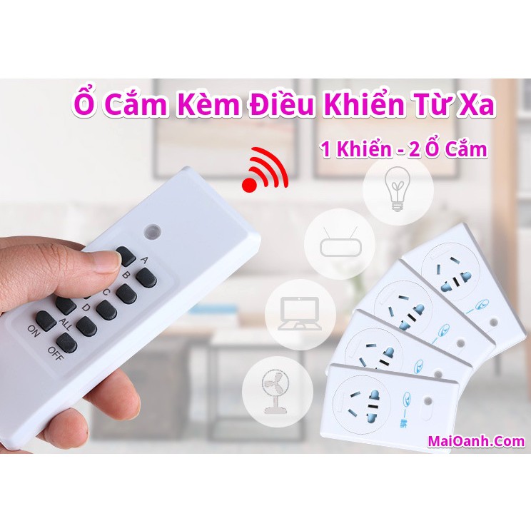 Ổ Cắm Điều Khiển Từ Xa Qua Sóng RF (Radio) - Loại 1 Khiển & 2 Ổ Cắm (Hàng Nội Địa Siêu Bền)