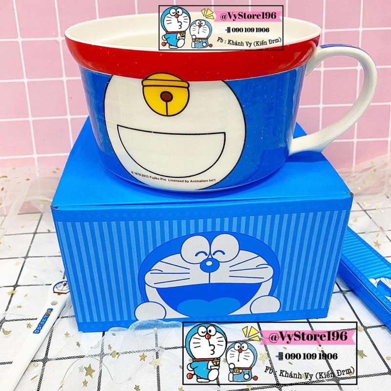 SET THỐ + BÁT SỨ ĐOREMON CAO CẤP HÀNG STORE CHUẨN ĐÔRAEMON