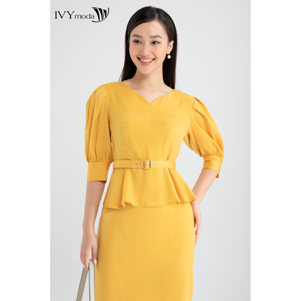 [NHẬP WABRTL5 GIẢM 10% TỐI ĐA 50K ĐH 250K ]Áo Peplum nữ cổ tim thiết kế IVY moda MS 16M6419