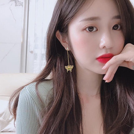 Khuyên Tai Hình Bướm Dát Đá zircon Phong Cách Hàn Quốc Mới