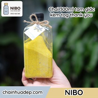 [Chai nhựa 300ml] 20 chai 300ml tam giác đựng nước ép, trà sữa kèm tag thankyou | MS: 300TG