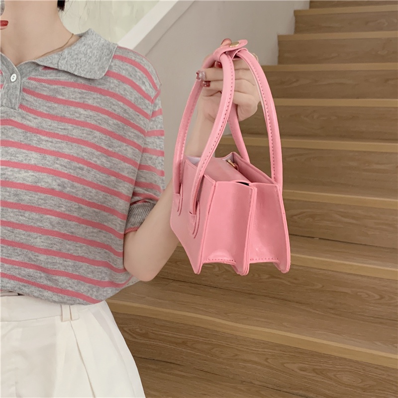 Túi đeo vai IELGY hình vuông nhỏ màu hồng đơn giản dành cho nữ