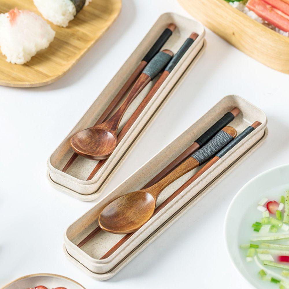 Bộ 3 món dụng cụ ăn uống KUNHEV bằng gỗ kiểu Nhật Bản thích hợp làm quà tặng/ du lịch