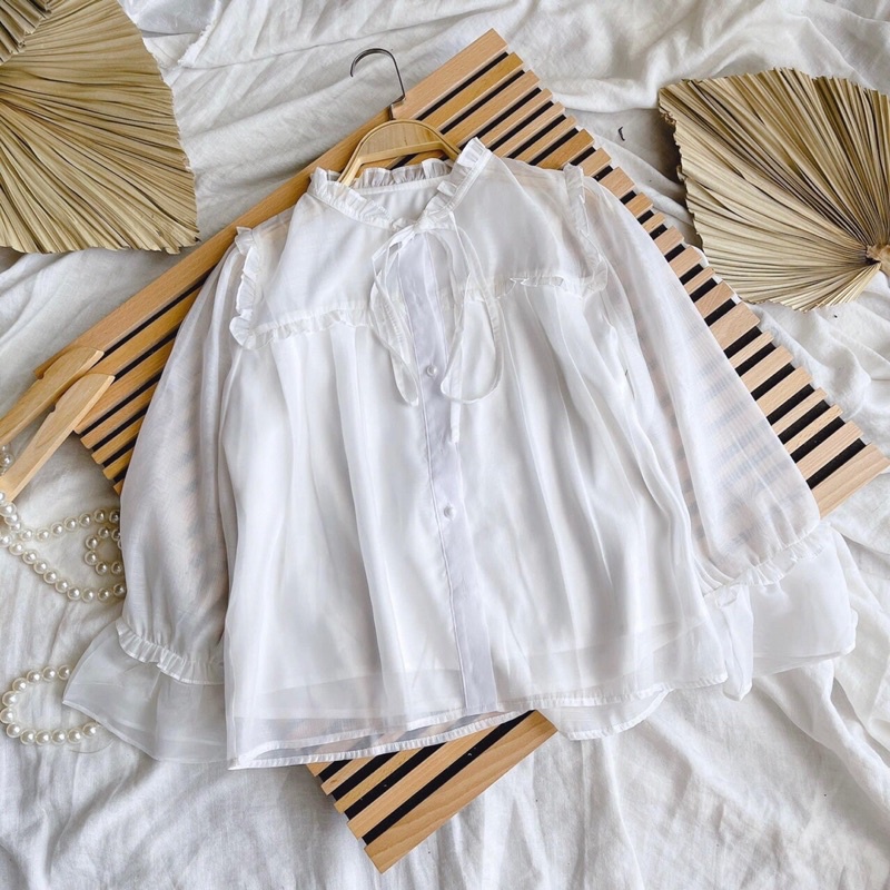 SET 3 MÓN BỐ: KHOÁC NGOÀI VIỀN CỔ TAY VOAN+ SƠ MI TRẮNG CỔ BÈO + CHÂN VÁY ✨