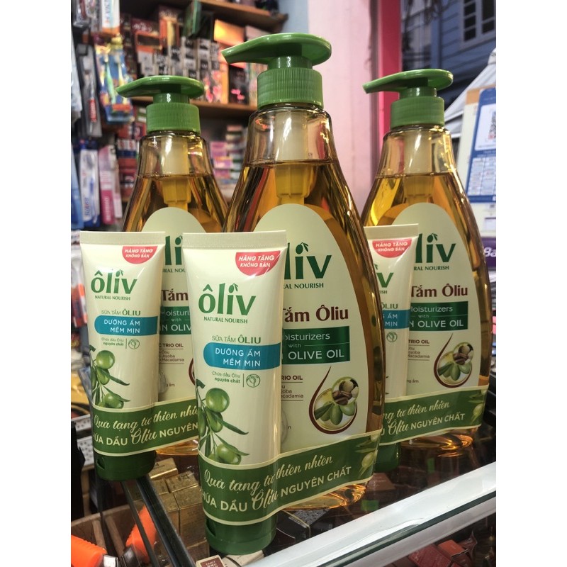 dầu tắm Oliv Natural Nourish Virgin 650ml tặng kmai