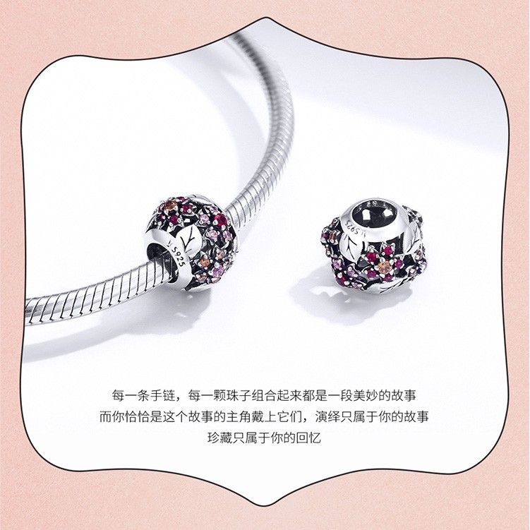 Hạt xỏ vòng tay Bamoer bằng bạc 925 đính đá zircon nhiều màu