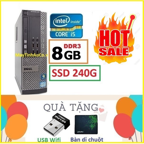  Máy tính đồng bộ DELLl Optiplex Core i5 3470 / 8G / SSD 240gb. Tặng usb thu wifi