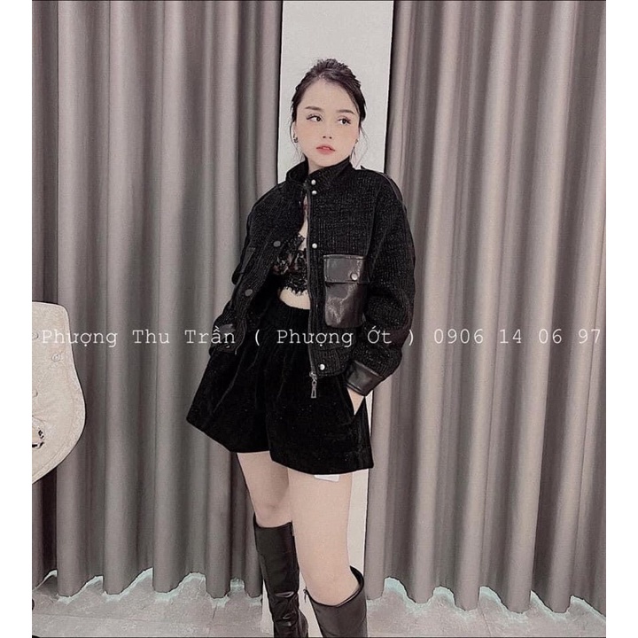 Áo tăm nhung pha da thời trang cho nữ