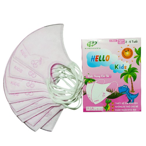 Khẩu trang 3D trẻ em Hello Kids kháng khuẩn (4 lớp)