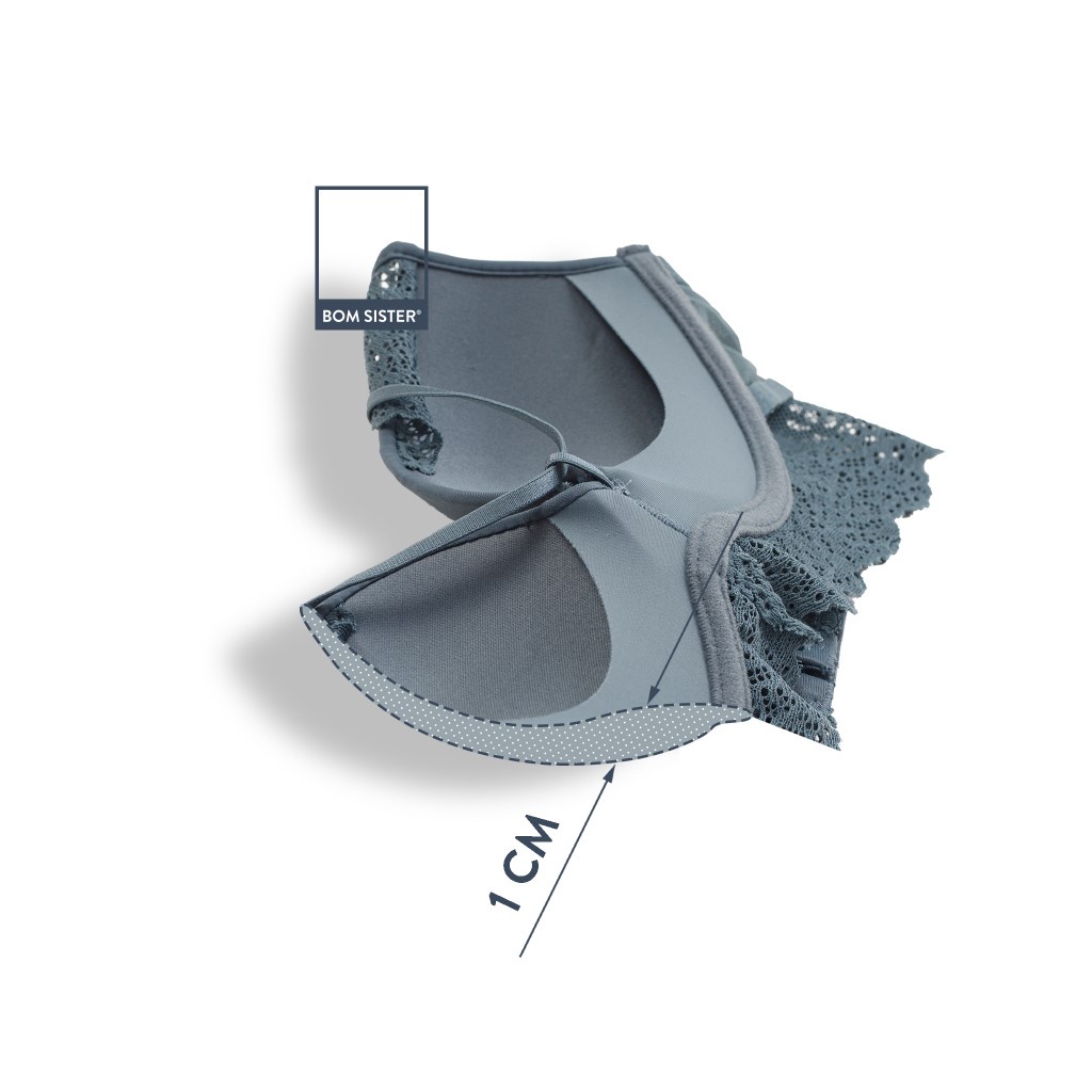 Áo lót mút mỏng có gọng màu trơn dây ngực viền ren nâng ngực tự nhiên BOM SISTER A2051