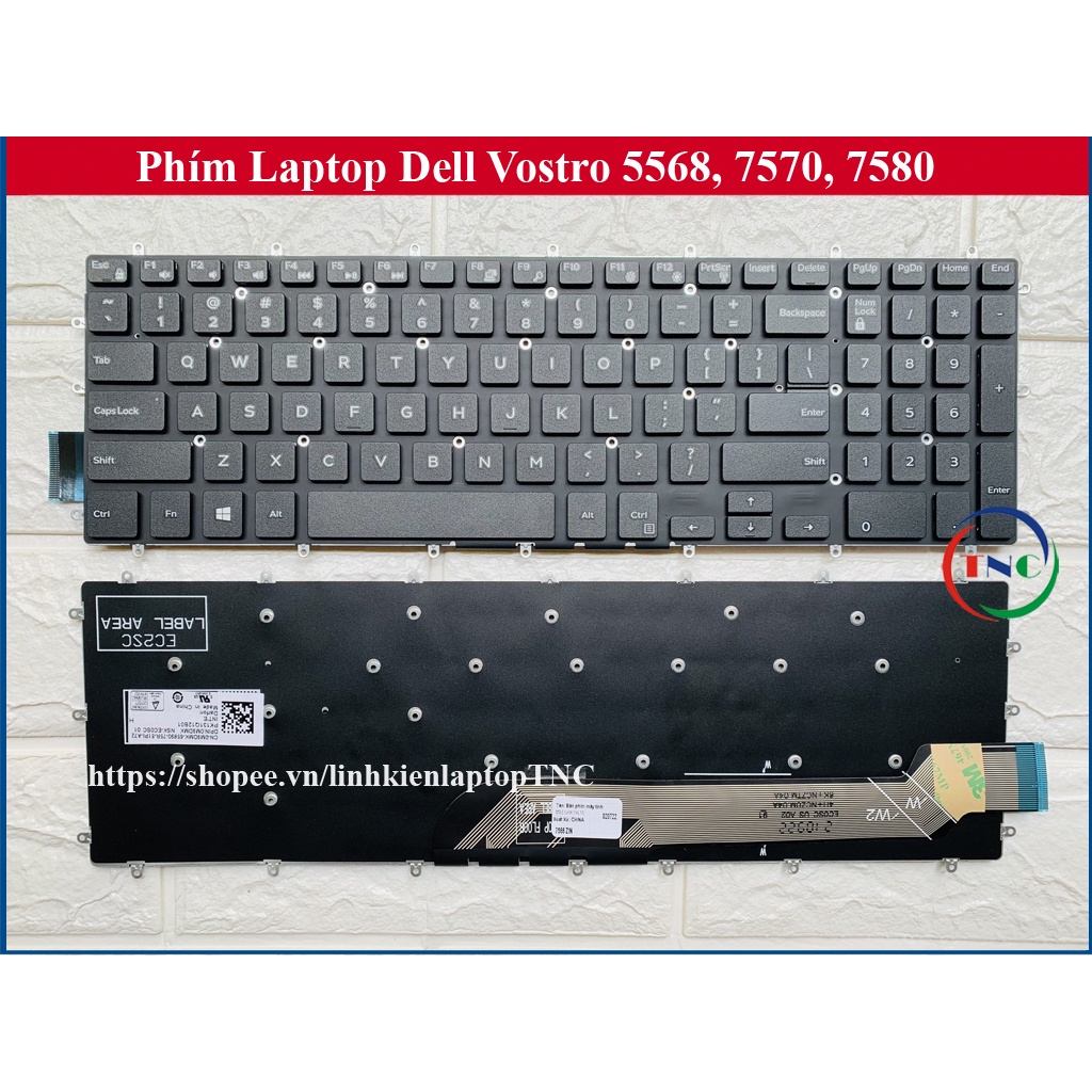 Bàn phím Laptop Dell Vostro 5568 3580 7570 7580 Model P65F Zin có Led / Không Led - phím trong máy