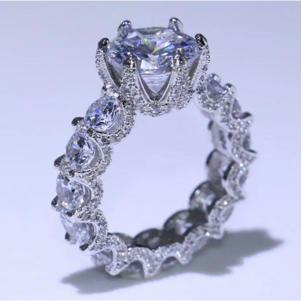 Nhẫn hợp kim đính đá zircon thời trang Âu Mỹ cho nữ