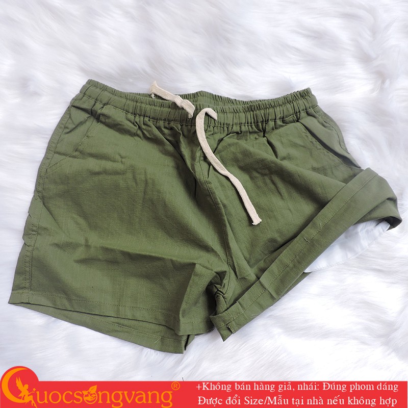 Quần short nữ lưng cao lanh pha bông pha bông quần short big size nữ GLQ114 Cuocsongvang