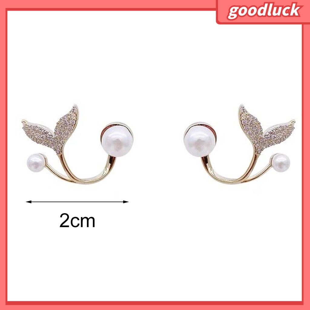 Goodluck| 1 Đôi Bông Tai Hình Đuôi Cá Đính Ngọc Trai Giả Thời Trang Dành Cho Nữ