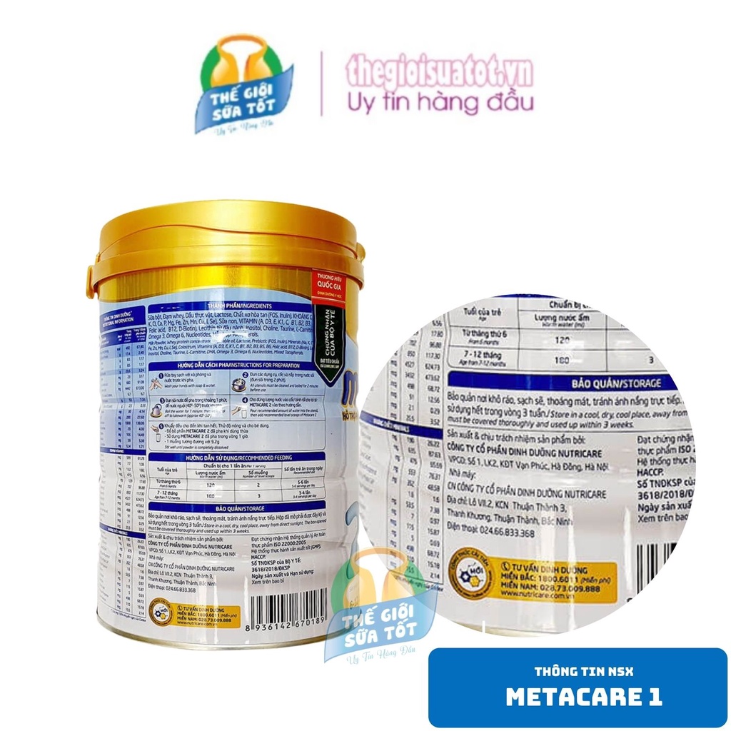 Sữa bột Meta Care 1 - 900G (mẫu mới)