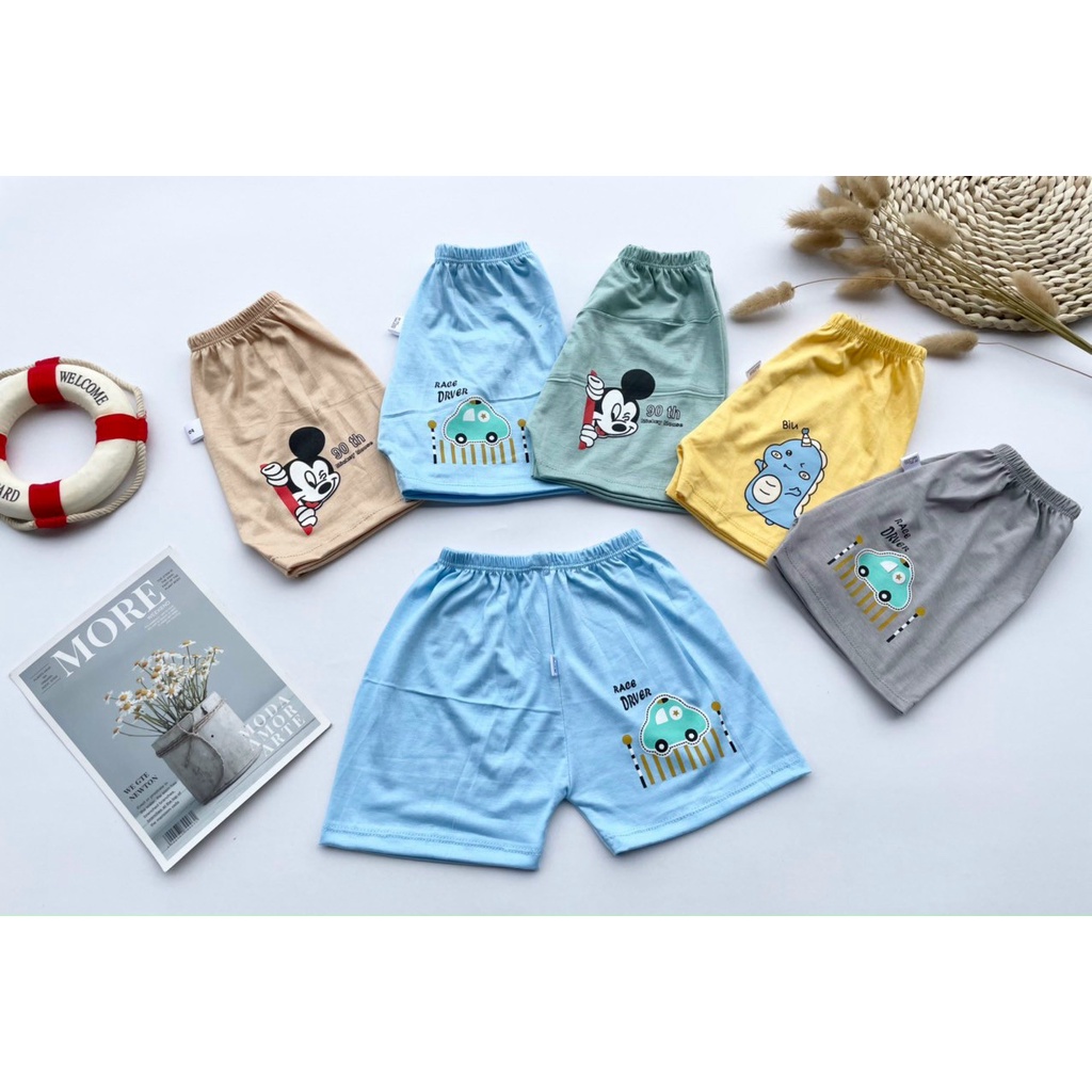 Quần Đùi Thun Lạnh Hoạ Tiết Đáng Yêu Cho Bé Trai, Bé Gái 5-15kg