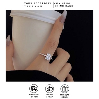 Nhẫn bạc nữ mạ bạc S925 đính đá trang sức nữ cao cấp YAN02