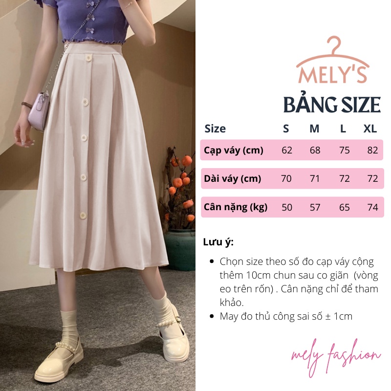 Chân váy dài Midi Ulzzang dáng suông chữ A dài qua gối 5 khuy phong cách trẻ trung năng động có bigsize CV27