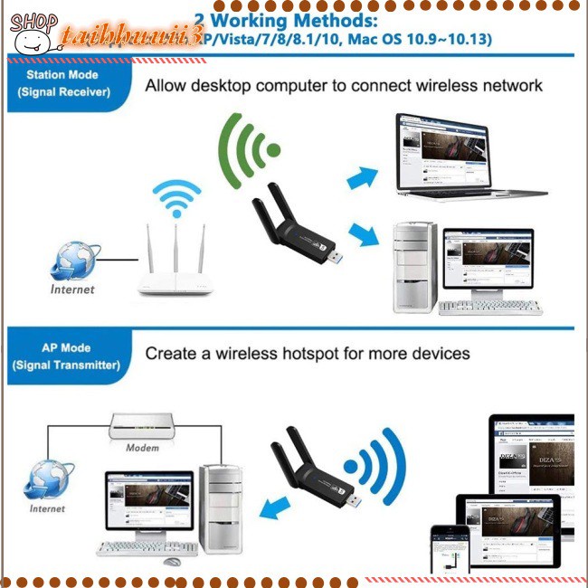 🔥Promotion New  Wifi Adapter 2.4g 5g Dual Band Usb3.0 W/ Cd Driver 1200m Network Card Wireless Antenna kitchen network dual band adapter