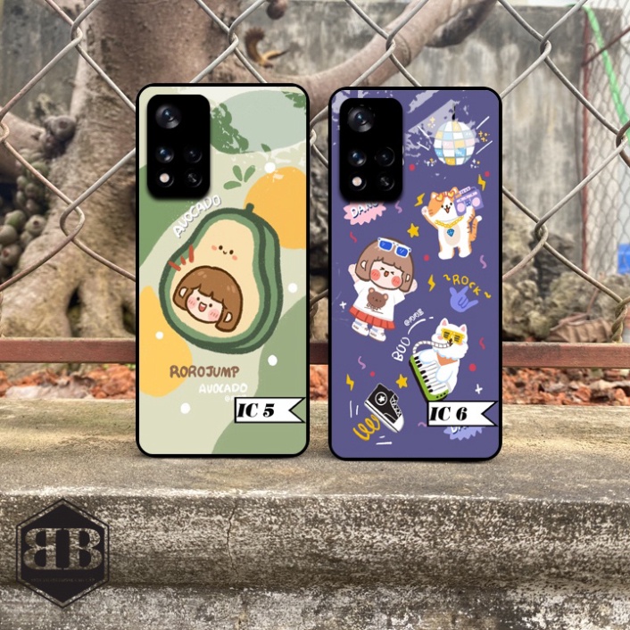 Ốp lưng kính cường lực Xiaomi Redmi Note 11 5G / Poco M4 Pro 5G cute hạt me