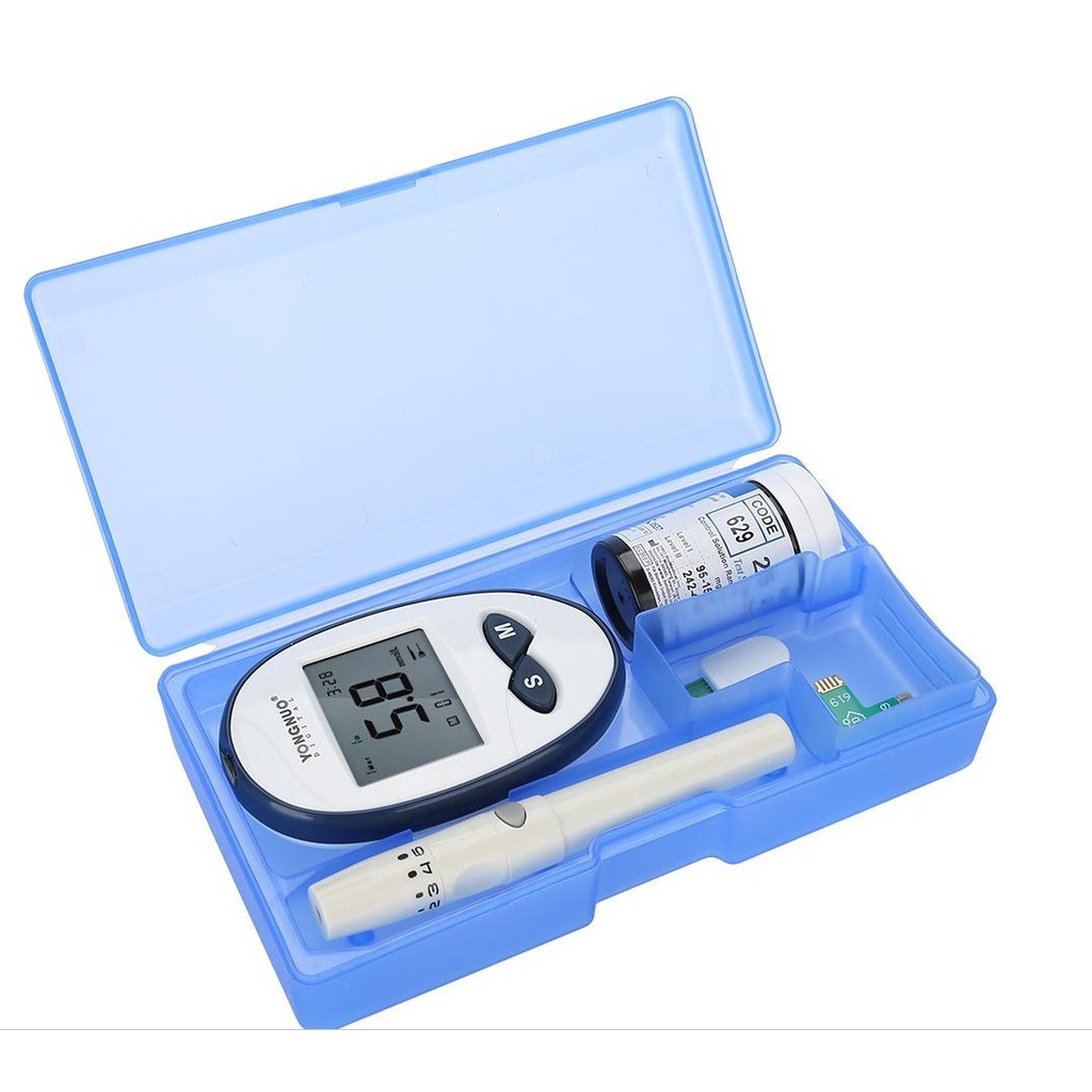 Máy thử đường huyết, Máy đo đường huyết Gluco Leader tặng kèm hộp kim chích và que thử - dễ dàng sử dụng