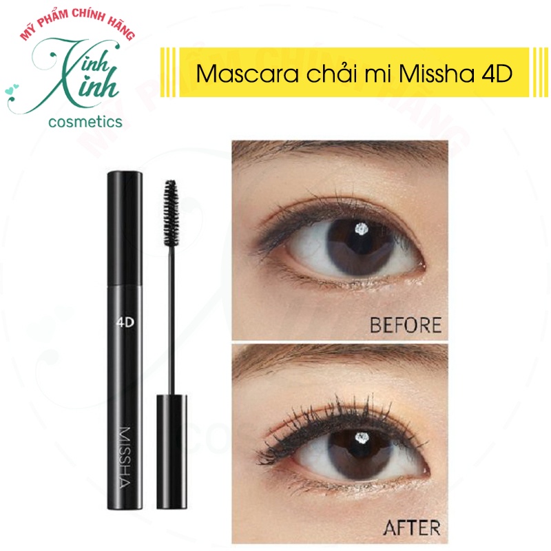 [CHÍNH HÃNG] MASCARA KHÔNG LEM, SIÊU DÀY MI MISSHA 4D, KHÔNG THẤM NƯỚC