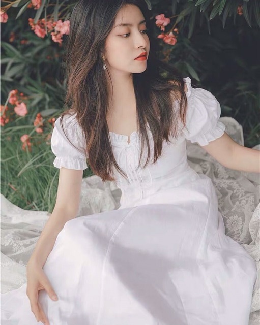 Maxi trắng đan dây ngực | BigBuy360 - bigbuy360.vn