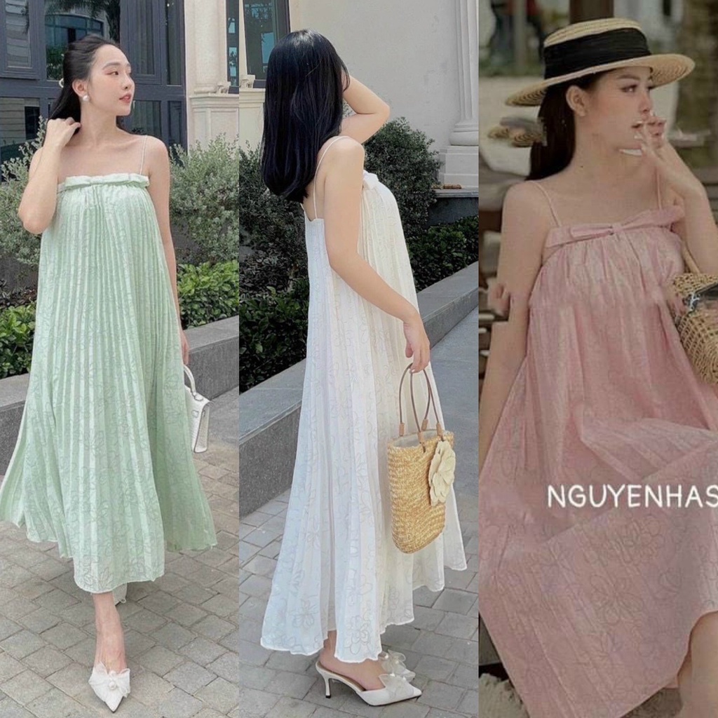 ĐẦM MAXI PLI HAI DÂY