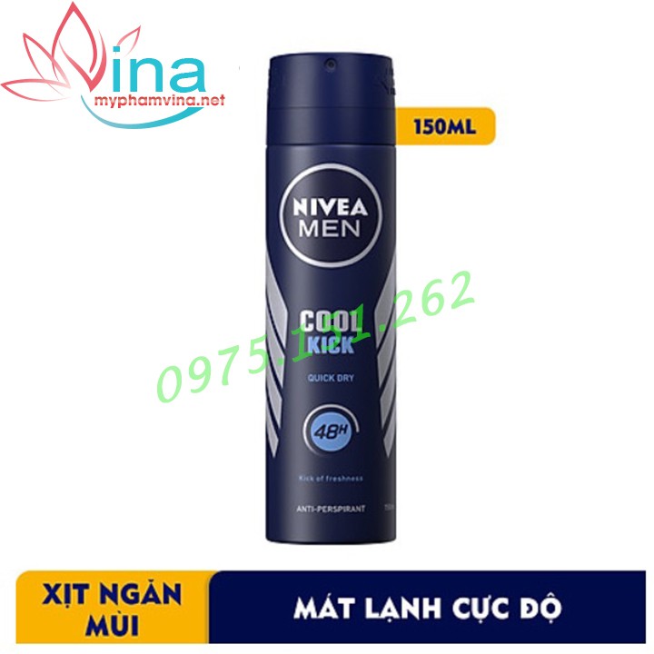Xịt Ngăn Mùi Nivea Men COOL KICK Mát Lạnh Chai 150ml