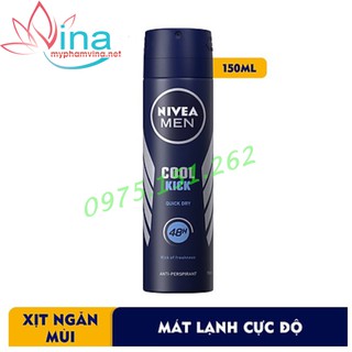 Xịt Ngăn Mùi Nivea Men COOL KICK Mát Lạnh Chai 150ml
