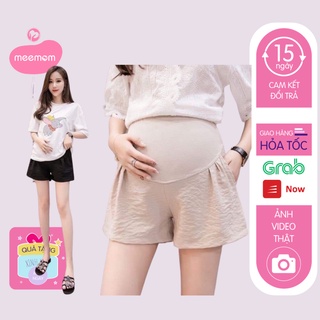 Quần bầu - quần sooc bầu thiết kế chất đũi hàn cao cấp có chun điều chỉnh có size - Meemom