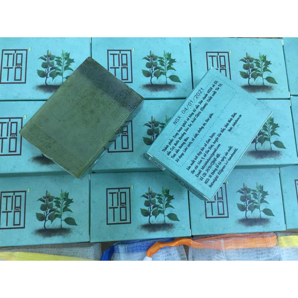 Xà phòng Tía Tô tắm và dưỡng da toàn thân 100% Organic Handmade Sinh Dược 100gr - Oni Shop