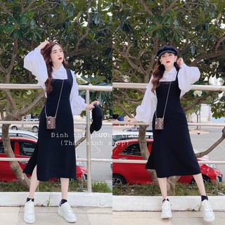 💝 Set Tiểu Thư Yếm Đen Tay Bồng MT42