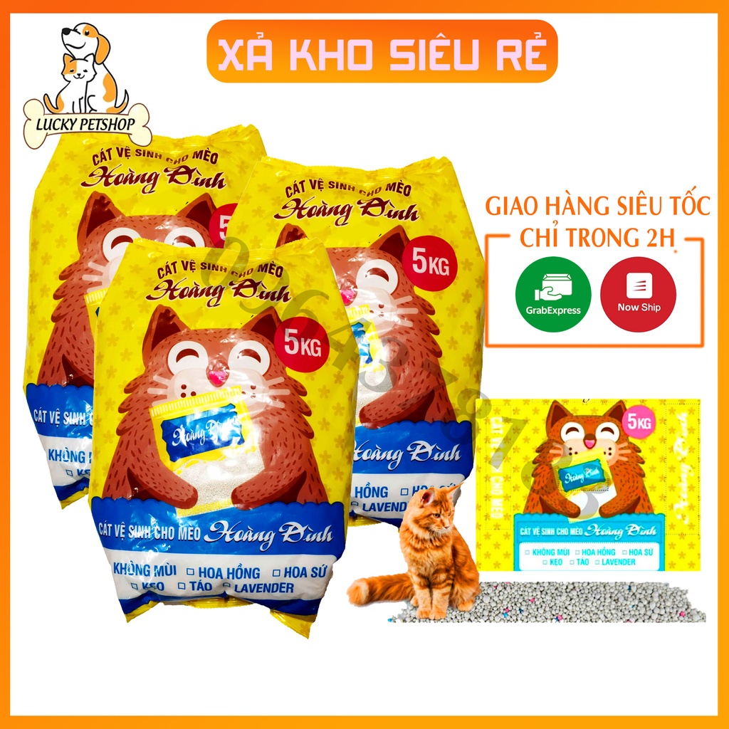 Cát mèo giá rẻ Hoàng Đình bao 5kg,cát vệ sinh cho mèo,cát mèo khử mùi