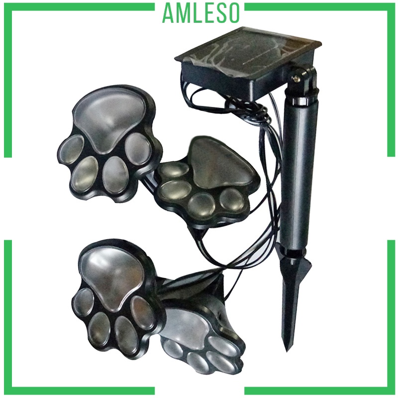 Bộ 4 Đèn Led Năng Lượng Mặt Trời In Hình Dấu Chân Cún Độc Đáo Trang Trí Sân Vườn