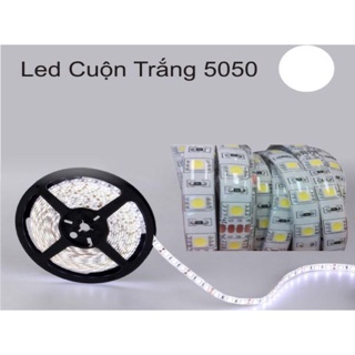 Bộ đèn dây led 5m 12v 5050 ( mắt to) có băng keo kèm nguồn