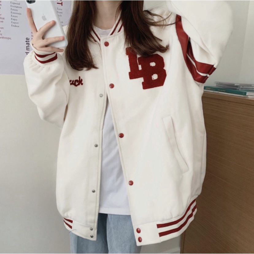 Áo khoác nỉ bóng chày bomber nam nữ form rộng chất mềm mịn IB Hot TP390