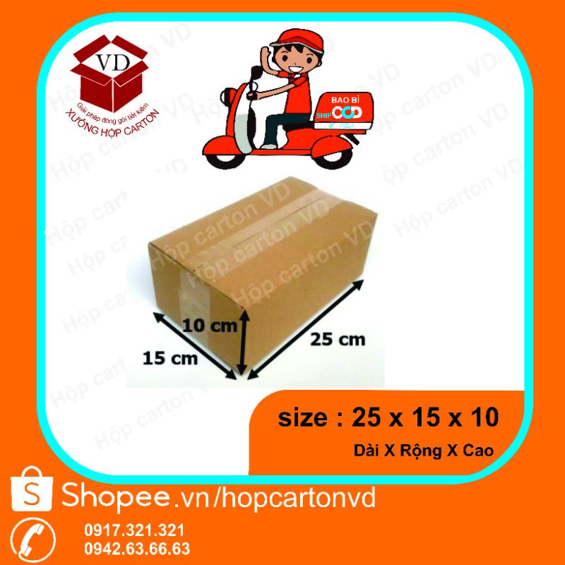 Hộp carton đóng hàng 25*15*10