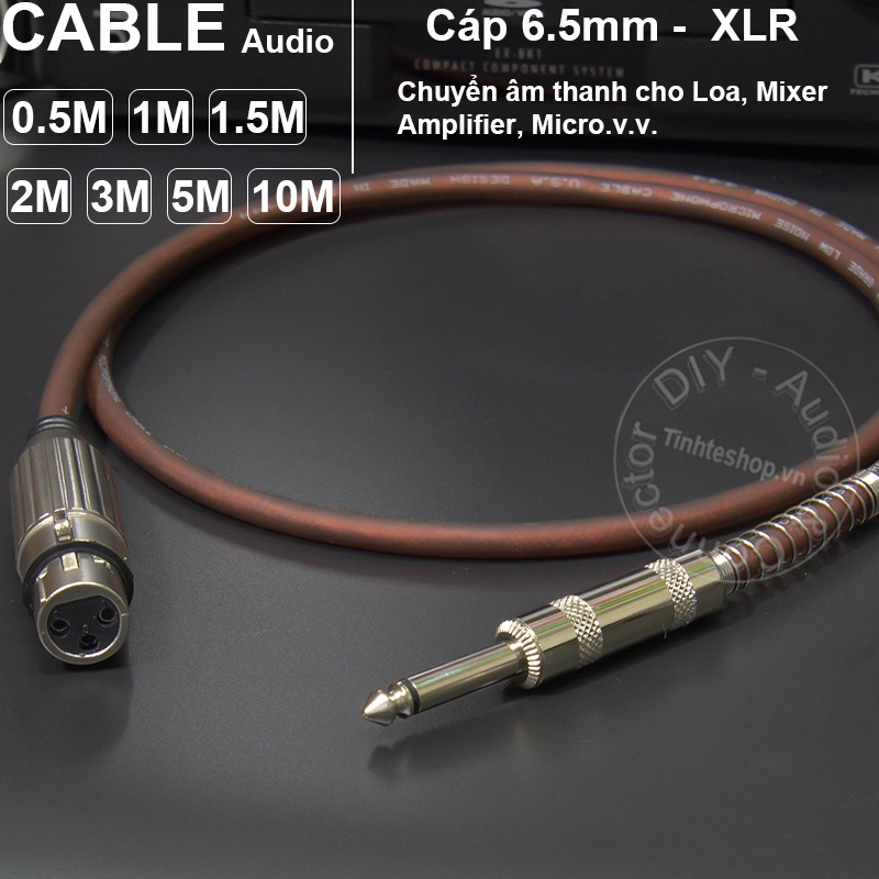 Dây canon cái sang 6 li DIY dài 0.5M đến 5M - Cáp 6.5mm ra XLR cái