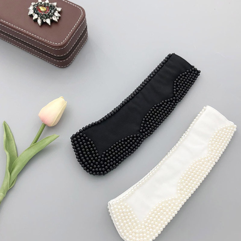 Cổ Áo Giả Màu Trắng Đen Đính Ngọc Trai Có Thể Tháo Rời Thanh Lịch Cho Ngày Valentine