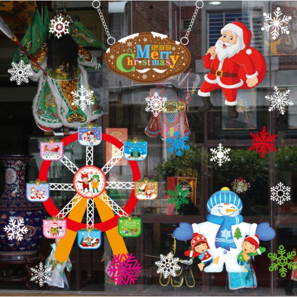 Decal trang trí Noel Hít Tĩnh Điện 2 mặt - ĐU QUAY SẮC MÀU