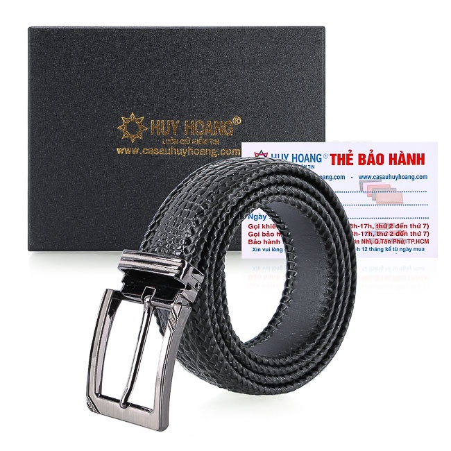 Thắt lưng nam da cá sấu đan viền 3,5P đầu kim màu đen, nâu đất, nâu đỏ, vàng bò HP4276-77-78-79