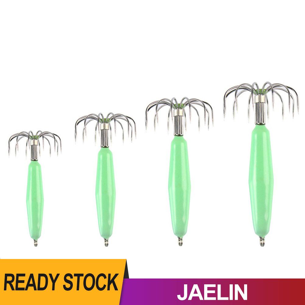 Mồi câu mực màu dạ quang 12 chấu sáng tạo