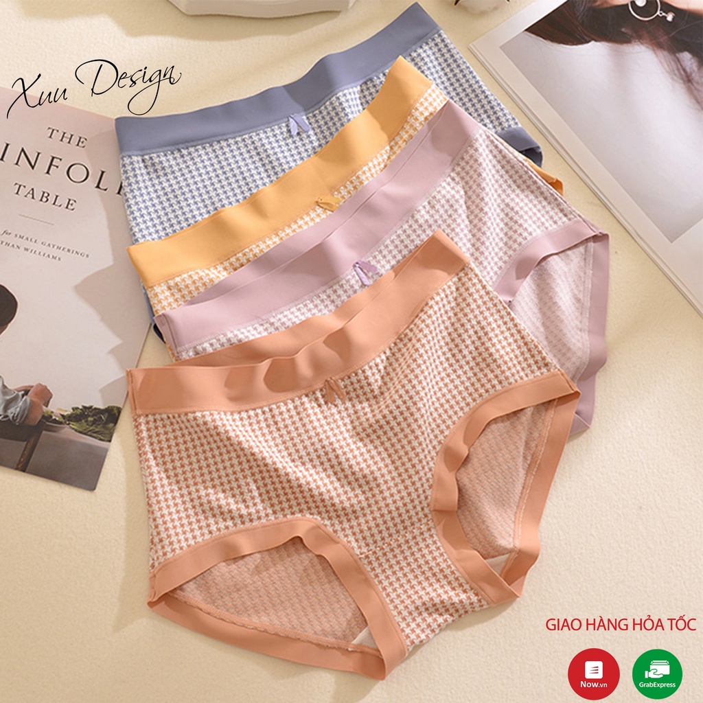 Quần lót nữ chất Su lạnh siêu mát viền chun họa tiết caro thoáng mát kháng khuẩn ôm dáng - Xuu Design QC29