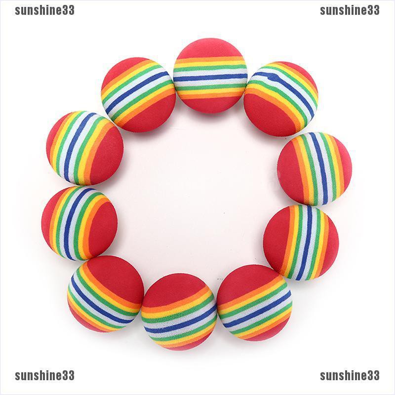 【COD•suns】10Pcs Rainbow Stripe foam Sponge Golf Balls Swing Practice Training
