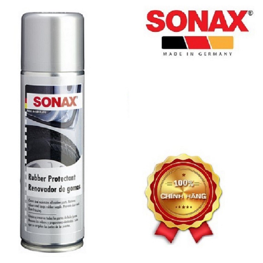 Dung Dịch Bảo Vệ Cao Su SONAX Rubber Protectant 340200 300ML giữ cho lốp xe đẹp, các chi tiết cao su mềm mại, chống nứt.