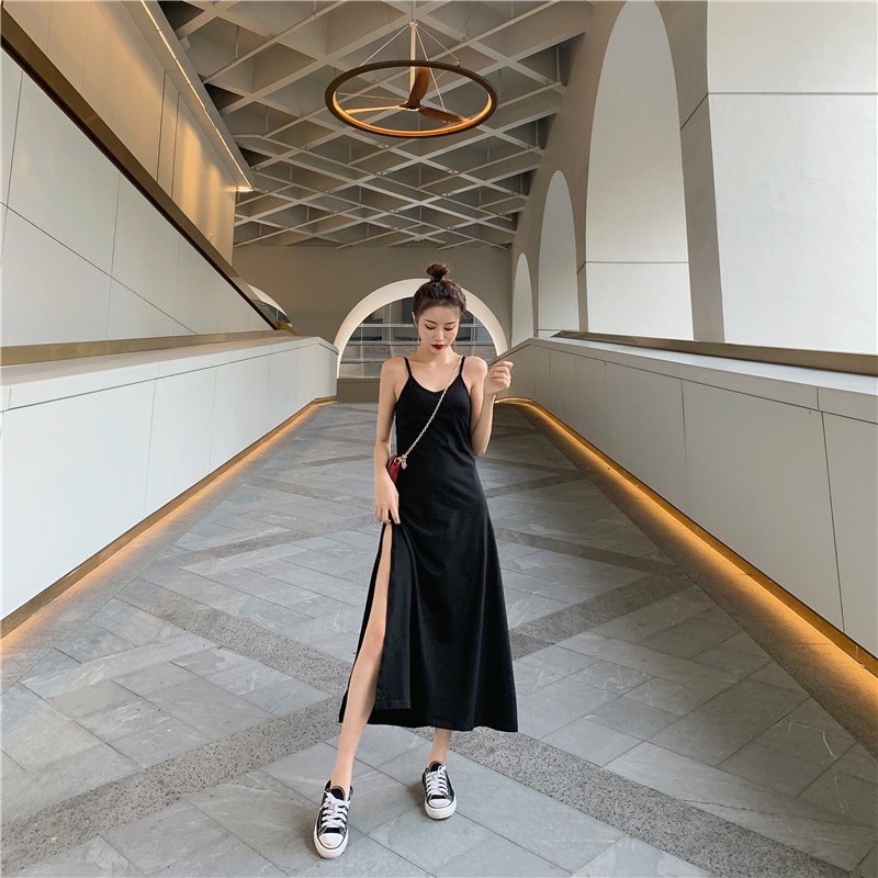 Đầm Maxi Dài Hở Lưng Hai Dây Cổ Chữ V Thiết Kế Xẻ Tà Quyến Rũ - MSP D09 | BigBuy360 - bigbuy360.vn