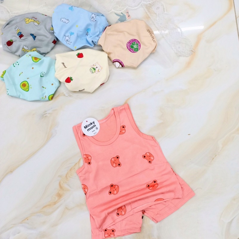 Bộ 3 lỗ bé gái, bé trai chất thun lạnh minky mon, quần áo trẻ em mặc hè