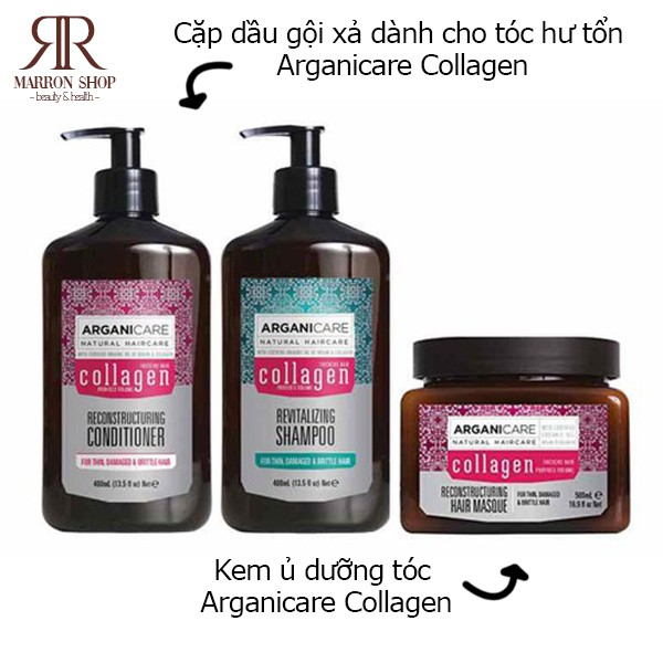 [Hàng Pháp] Kem ủ dưỡng tóc  Arganicare Collagen Reconstructuring Hair Masque 500ml